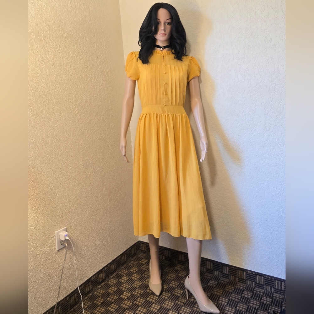 Ella Yellow Smocked Sundress with Puff Cap Sleeves